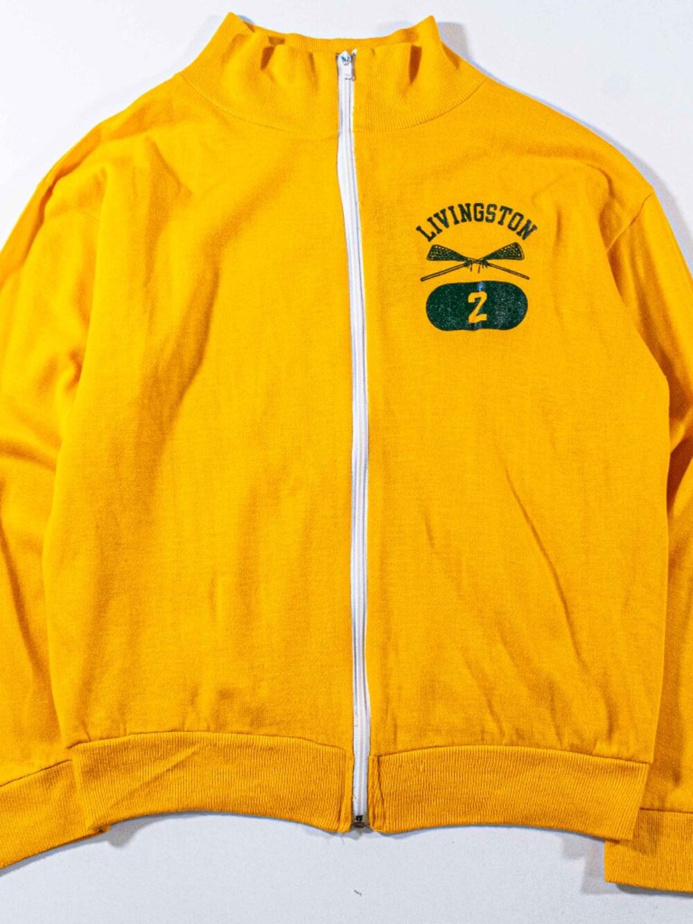Vintage Champion Blue Bar Track Jacket Livingston High School 70s 80s Small VTG